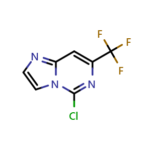 Chemical structure of 5-chloro-7-(trifluoromethyl)imidazo[1,2-c]pyrimidine , CAS 2055901-35-2, AChemBlock V155390