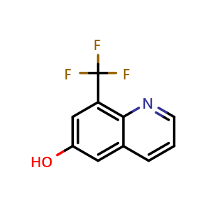 Chemical structure of 6-hydroxy-8-(trifluoromethyl)quinoline , CAS 1261632-25-0, AChemBlock V155399