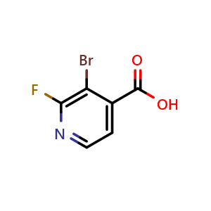 Chemical structure of 3-bromo-2-fluoro-isonicotinic acid , CAS 1214360-60-7, AChemBlock V155402