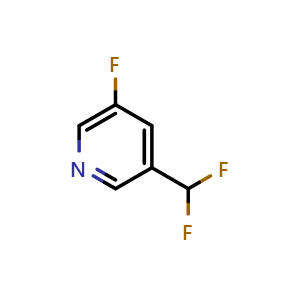 Chemical structure of 3-(difluoromethyl)-5-fluoro-pyridine , CAS 1374659-37-6, AChemBlock V155415