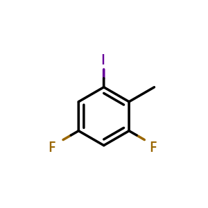 Chemical structure of 1,5-difluoro-3-iodo-2-methyl-benzene , CAS 1188412-99-8, AChemBlock V155428