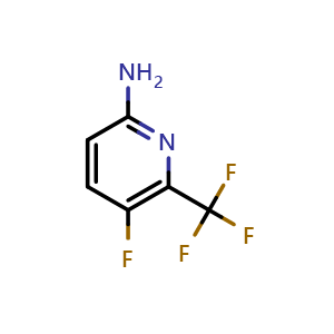 Chemical structure of 5-fluoro-6-trifluoromethyl-pyridin-2-ylamine , CAS 1227602-80-3, AChemBlock V155441
