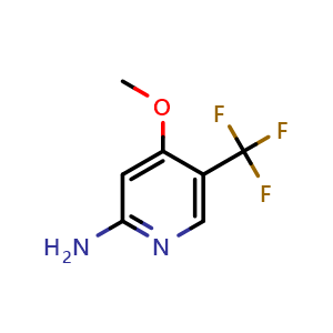 Chemical structure of 4-methoxy-5-trifluoromethyl-pyridin-2-ylamine , CAS 1227571-99-4, AChemBlock V155452