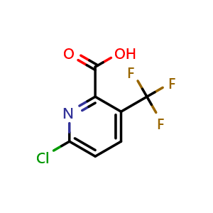 Chemical structure of 6-chloro-3-(trifluoromethyl)pyridine-2-carboxylic acid , CAS 796090-24-9, AChemBlock V155454