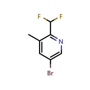 Chemical structure of 5-bromo-2-difluoromethyl-3-methyl-pyridine , CAS 1805019-80-0, AChemBlock V155469
