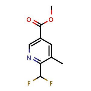 Chemical structure of 6-difluoromethyl-5-methyl-nicotinic acid methyl ester , CAS 1804715-14-7, AChemBlock V155471