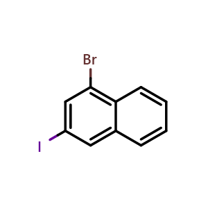 Chemical structure of 1-bromo-3-iodo-naphthalene , CAS 676267-02-0, AChemBlock V155476