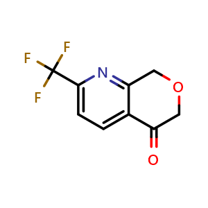 Chemical structure of 2-trifluoromethyl-8h-pyrano[3,4-b]pyridin-5-one , CAS 1256806-23-1, AChemBlock V155478
