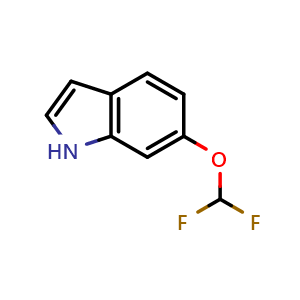 Chemical structure of 6-difluoromethoxyindole , CAS 200207-21-2, AChemBlock V155486
