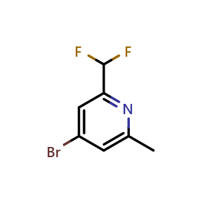 Chemical structure of 4-Bromo-2-(difluoromethyl)-6-methylpyridine , CAS 1226800-12-9, AChemBlock V155493