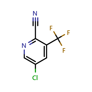 Chemical structure of 5-chloro-3-(trifluoromethyl)pyridine-2-carbonitrile , CAS 1214349-71-9, AChemBlock V155505
