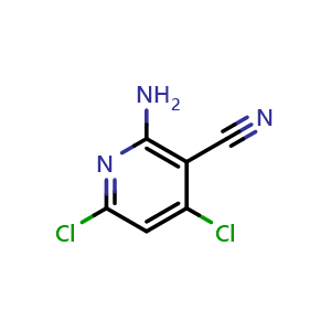 Chemical structure of 2-amino-4,6-dichloronicotinonitrile , CAS 53815-34-2, AChemBlock V155509