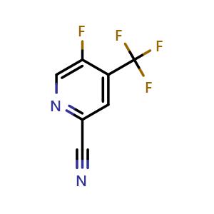 Chemical structure of 5-fluoro-4-trifluoromethyl-pyridine-2-carbonitrile , CAS 1156542-31-2, AChemBlock V155517