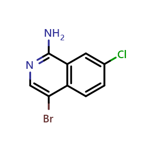 Chemical structure of 4-bromo-7-chloroisoquinolin-1-amine , CAS 1783394-01-3, AChemBlock V155519