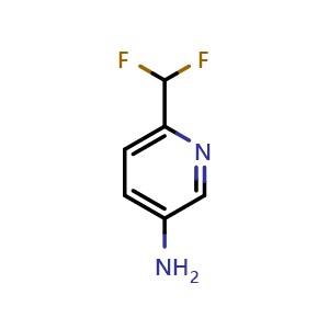Chemical structure of 6-(difluoromethyl)pyridin-3-amine , CAS 913090-41-2, AChemBlock V155532