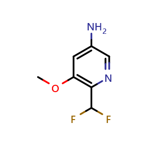 Chemical structure of 6-(difluoromethyl)-5-methoxypyridin-3-amine , CAS 1805960-82-0, AChemBlock V155541