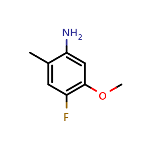 Chemical structure of 4-fluoro-5-methoxy-2-methylbenzenamine , CAS 77153-73-2, AChemBlock V155543