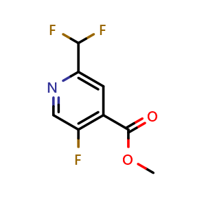 Chemical structure of methyl 2-(difluoromethyl)-5-fluoroisonicotinate , CAS 1805306-27-7, AChemBlock V155545