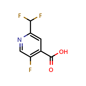 Chemical structure of 2-(difluoromethyl)-5-fluoroisonicotinic acid , CAS 1806756-70-6, AChemBlock V155546