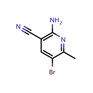 Chemical structure of 2-amino-5-bromo-6-methyl-nicotinonitrile , CAS 1556050-71-5, AChemBlock V155552