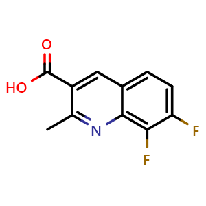Chemical structure of 7,8-difluoro-2-methylquinoline-3-carboxylic acid , CAS 2456392-22-4, AChemBlock V155561