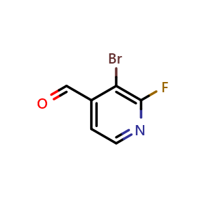Chemical structure of 3-bromo-2-fluoroisonicotinaldehyde , CAS 1227588-66-0, AChemBlock V155564
