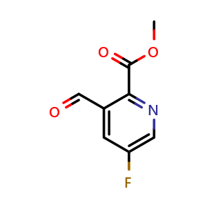 Chemical structure of methyl 5-fluoro-3-formylpicolinate , CAS 1360885-10-4, AChemBlock V155573