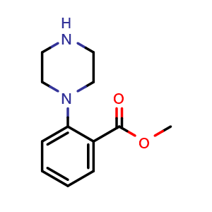 Chemical structure of 2-piperazin-1-yl-benzoic acid methyl ester , CAS 159974-63-7, AChemBlock V155593