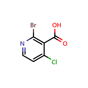 Chemical structure of 2-bromo-4-chloronicotinic acid , CAS 1256833-88-1, AChemBlock V155599