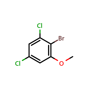 Chemical structure of 2-bromo-1,5-dichloro-3-methoxy-benzene , CAS 73931-43-8, AChemBlock V155615