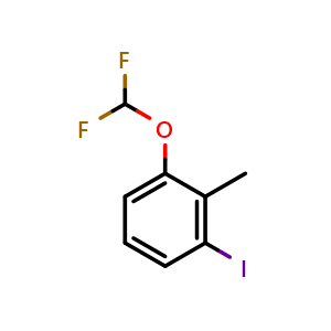 Chemical structure of 1-(Difluoromethoxy)-3-iodo-2-methylbenzene , CAS 1261825-62-0, AChemBlock V155621