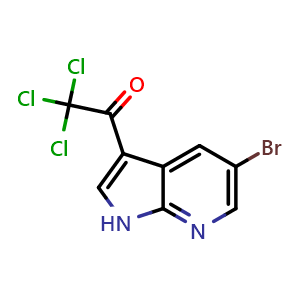 Chemical structure of 1-(5-bromo-1H-pyrrolo[2,3-b]pyridin-3-yl)-2,2,2-trichloroethanone , CAS 1379670-84-4, AChemBlock V155624
