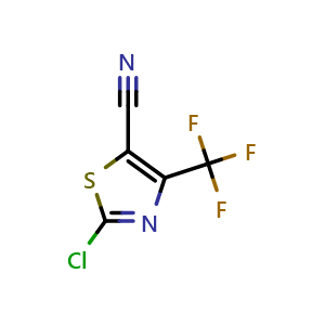 Chemical structure of 2-chloro-4-trifluoromethyl-thiazole-5-carbonitrile , CAS 151729-41-8, AChemBlock V155625