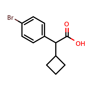 Chemical structure of (4-bromo-phenyl)-cyclobutyl-acetic acid , CAS 1082453-52-8, AChemBlock V155628