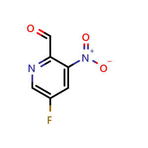 Chemical structure of 5-fluoro-3-nitropyridine-2-carbaldehyde , CAS 1289047-69-3, AChemBlock V155639