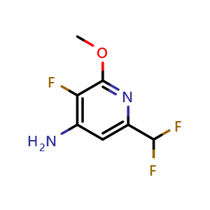 Chemical structure of 6-(difluoromethyl)-3-fluoro-2-methoxy-4-pyridinamine , CAS 1806813-68-2, AChemBlock V155643