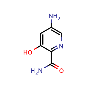 Chemical structure of 5-amino-3-hydroxypicolinamide , CAS 2732748-85-3, AChemBlock V155662