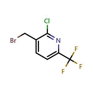 Chemical structure of 3-(bromomethyl)-2-chloro-6-(trifluoromethyl)-pyridine , CAS 477207-33-3, AChemBlock V155668