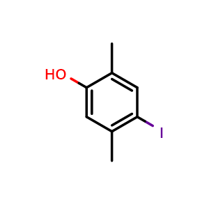 Chemical structure of 2,5-dimethyl-4-iodophenol , CAS 114971-53-8, AChemBlock V155673