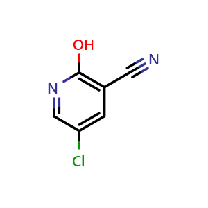 Chemical structure of 5-chloro-2-hydroxynicotinonitrile , CAS 1048913-62-7, AChemBlock V155678