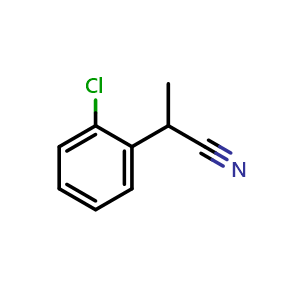Chemical structure of 2-(2-chlorophenyl)propanenitrile , CAS 75920-46-6, AChemBlock V155680