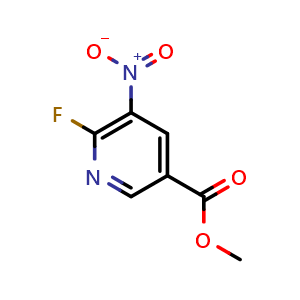 Chemical structure of methyl 6-fluoro-5-nitro-3-pyridinecarboxylate , CAS 1379331-55-1, AChemBlock V155682