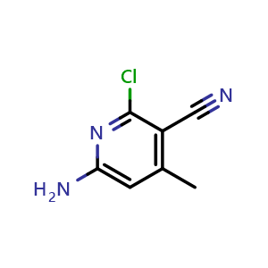 Chemical structure of 6-amino-2-chloro-4-methyl-3-pyridinecarbonitrile , CAS 51561-20-7, AChemBlock V155692