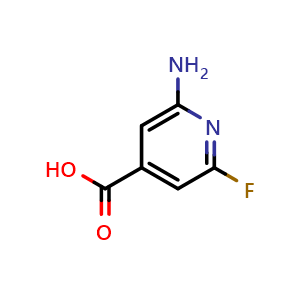 Chemical structure of 2-amino-6-fluoroisonicotinic acid , CAS 1393583-50-0, AChemBlock V155697