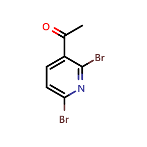 Chemical structure of 1-(2,6-dibromopyridin-3-yl)ethanone , CAS 258262-44-1, AChemBlock V155709
