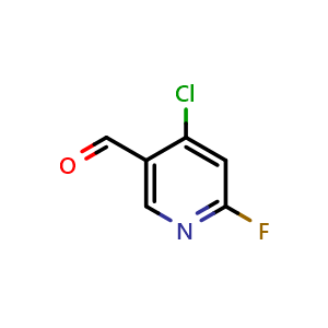 Chemical structure of 4-Chloro-6-fluoronicotinaldehyde , CAS 1256824-38-0, AChemBlock V155723