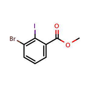 Chemical structure of methyl 3-bromo-2-iodobenzoate , CAS 121772-84-7, AChemBlock V155726