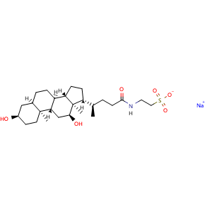 Chemical structure of taurohyodeoxycholic acid sodium hydrate , CAS 110026-03-4, AChemBlock V155756