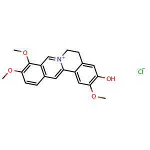 Chemical structure of Jatrorrhizine chloride , CAS 6681-15-8, AChemBlock V155766