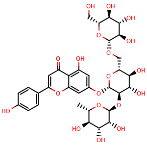 Chemical structure of Apigenin 7-O-(2G-rhamnosyl)gentiobioside , CAS 174284-20-9, AChemBlock V155796